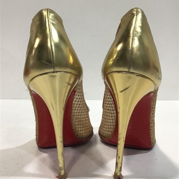 Christian Louboutin “Follies” Gold Point-Toe Pumps – EU 37.5 (US approx. 7.5) - Picture 7 of 7